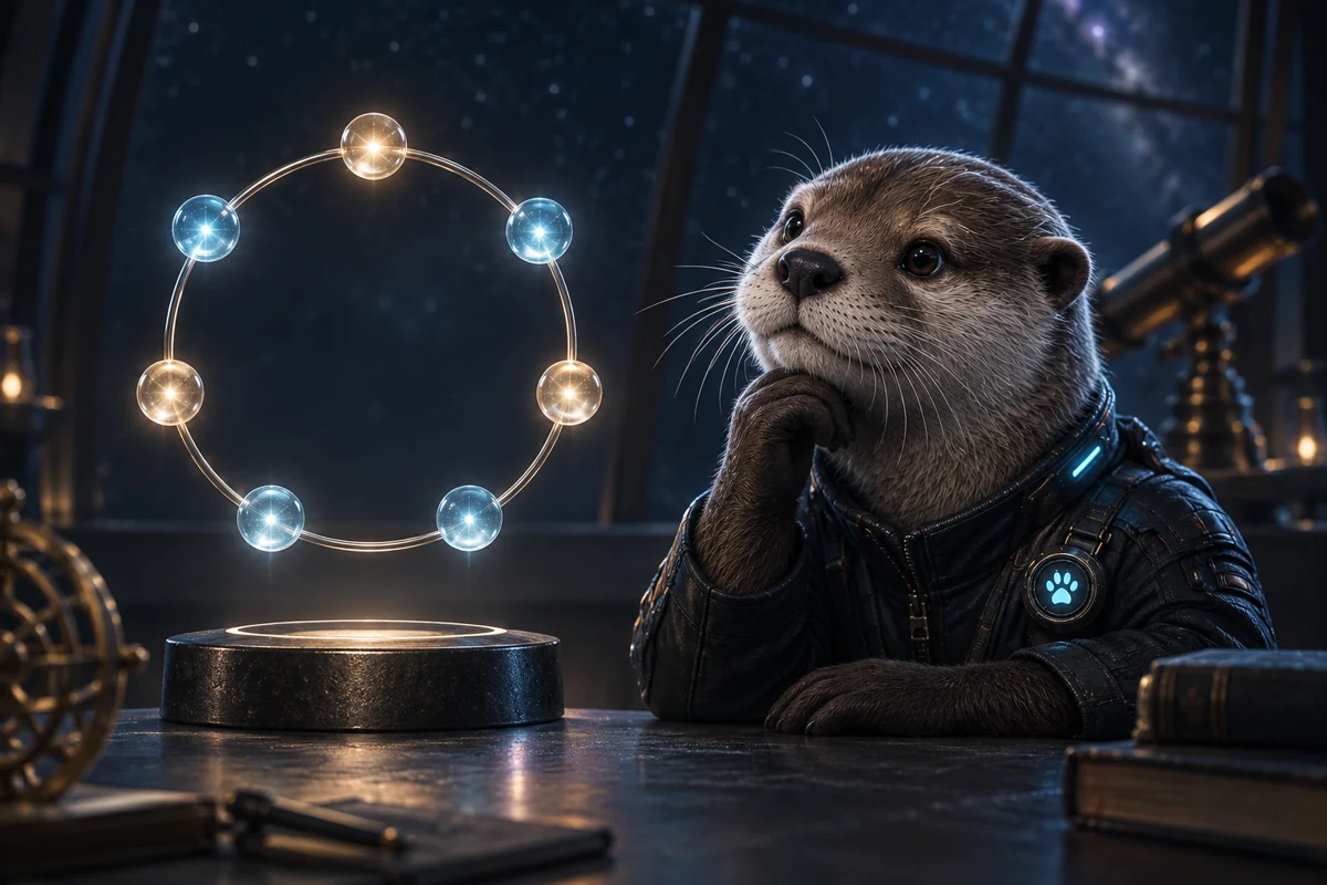 An otter tutor studies a seven-node ring representing the days of the week